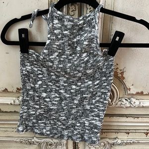 Open back neck tie knit top